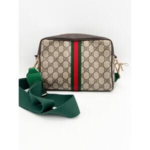 Vintage Gucci Sherry Line Small GG Tan Converted Crossbody Handbag